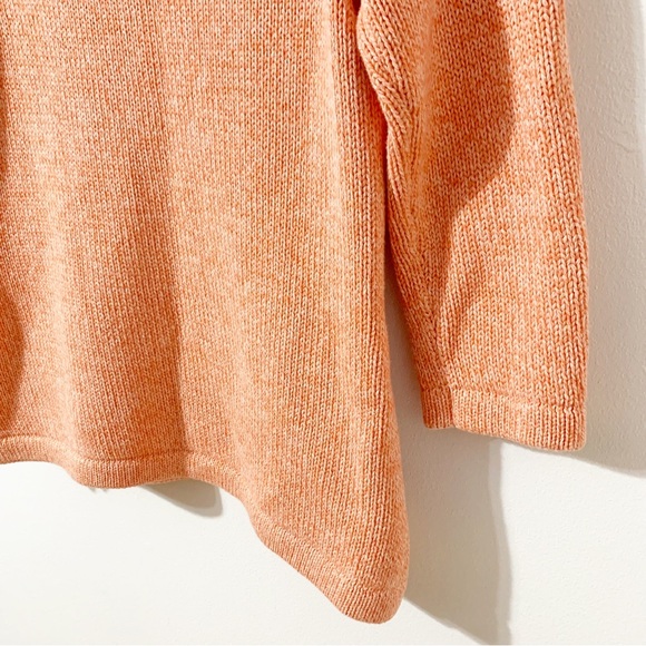 L. L. Bean 100% Cotton Three Quarter Sleeved Rounded Neckline Sweater Light 🍊🧡 - Picture 7 of 11